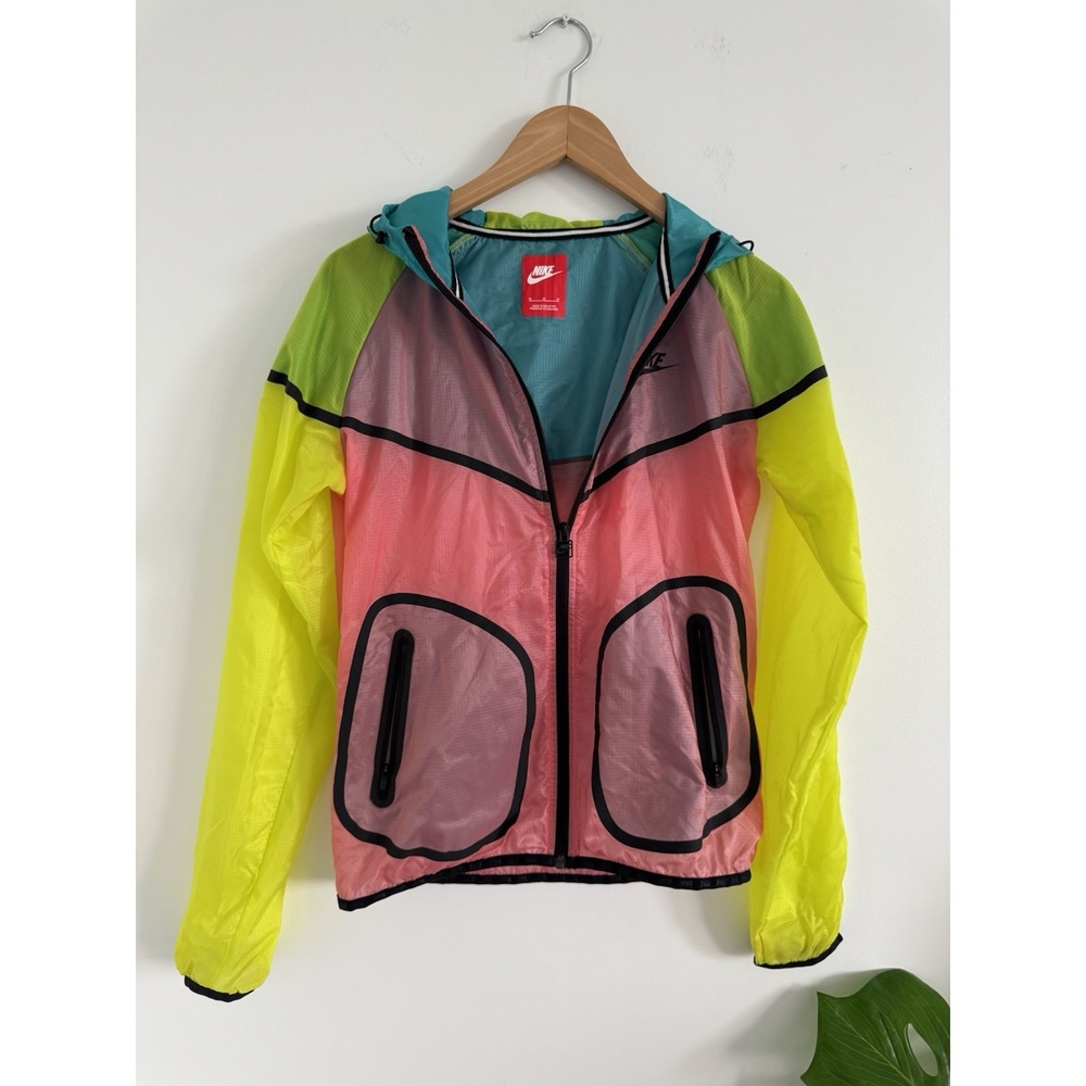 Nike Tech Hyperfuse Color Block Windrunner Pink Yellow Activewear Women's Medium